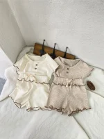 【73-100】セットアップ ベビー 韓国風 フリルワッフル - 画像 (8)