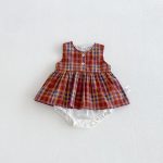 【66-90】ロンパース レッド チェック 可愛い ベビー服 - 画像 (4)