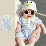 【66-90】ロンパース クマ柄 チェック 可愛い ベビー服 - 画像 (3)