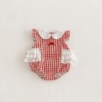 【66-90】ロンパース レッド チェック 可愛い おしゃれ ベビー服 - 画像 (8)