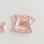 【73-120】Tシャツ うさぎプリント 可愛い フリル 韓国風 トップス - 画像 (11)