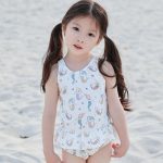 【80-130】水着 フリル付き ガールズ マーメイド風 UVカット - 画像 (8)