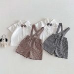 【80-120】セットアップ ベビー 男の子 トップス & サロペット リボン - 画像 (2)