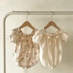 【66-90】ロンパース ベビー 女の子 リボン 小花柄 - 画像 (5)