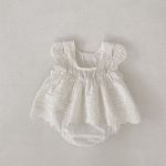 【66-90】ロンパース ベビー 女の子 アイレット 刺繍 - 画像 (4)