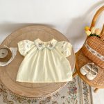 【73-100】セットアップ ベビー ガーリー 花柄 刺繍襟付き - 画像 (8)