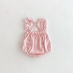 【66-90】サロペットロンパース ベビー フリル袖 チェック - 画像 (4)