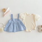 【66-90】セットアップ ベビー パフスリーブ ロンパース&キャミソール - 画像 (5)