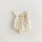 【66-90】ロンパース ベビー 可愛い フラワー ドット - 画像 (6)