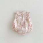 【66-90】ロンパース ベビー 小花柄 丸襟 ノースリーブ - 画像 (7)