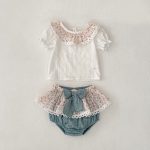 【73-110】セットアップ ベビー 花柄 レース リボン付き - 画像 (8)