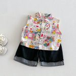 【73-100】シャツ or ショートパンツ ベビー 男の子 カートゥーン ノースリーブ