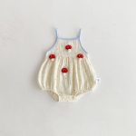【66-90】キャミロンパース ベビー かわいいドット きのこ柄 - 画像 (5)