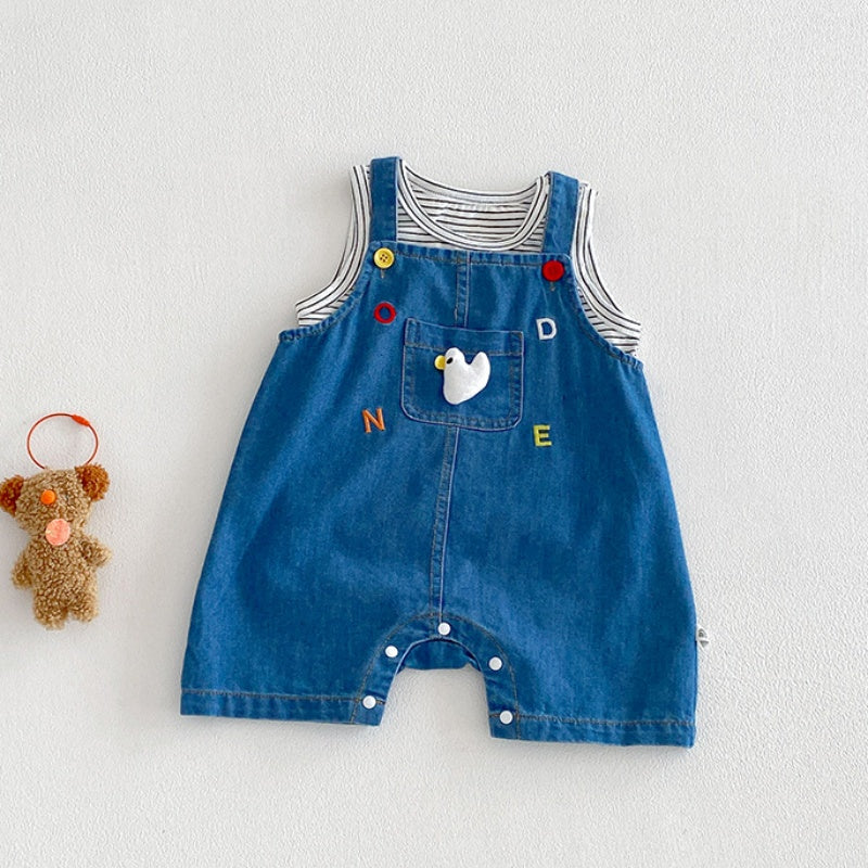 10_4585d560-ed17-43ac-8b83-75f01d22d192.jpg 【66-90】二点セット 刺繍サロペット&ボーダータンクトップ - 画像 (1)