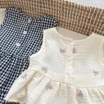 【66-100】セットアップ ベビー 刺繍 チェック ノースリーブ - 画像 (13)