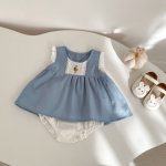 【73-110】セットアップ or ワンピース ベビー 女の子 韓国風 花刺繍 - 画像 (6)
