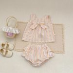 【73-110】セットアップ ベビー 女の子 カラフル ストライプ - 画像 (4)