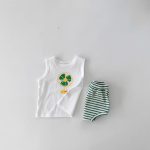 【66-100】セットアップ ベビー 可愛い ベスト&ボーダーショートパンツ - 画像 (9)