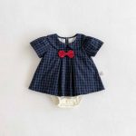 【66-90】ロンパース ベビー 女の子 チェックセーラー - 画像 (8)