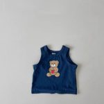 【73-100】セットアップ ベビー くまさんベスト＆チェックショートパンツ - 画像 (12)