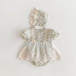 【66-90】ロンパース&帽子 ベビー服 女の子 レース 花柄 - 画像 (8)