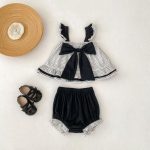 【73-110】セットアップ ベビー 女の子 チェック柄 リボン