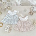 【73-100】ワンピース ベビー 女の子 スウィート 丸襟 小花柄