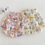【73-120】セットアップ ベビー 女の子 フード付き 薄手 - 画像 (5)