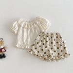 【73-100】ブラウス or ドットショートパンツ ベビー 女の子 コットン ジャガード - 画像 (3)