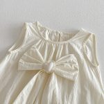 【73-100】ワンピース ベビー 女の子 蝶結び チュール ノースリーブ - 画像 (4)