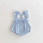 【66-90】サロペットロンパース ベビー フリル袖 チェック - 画像 (5)