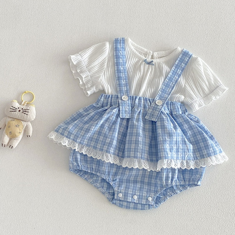 11_3d60f008-4aa0-4f69-8883-8455cd21cc14.jpg 【66-90】セットアップ サロペットロンパース&リブTシャツ ベビー 女の子 チェック柄 - 画像 (1)