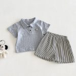 【73-100】Tシャツ or ショートパンツ ベビー 男の子 カートゥーンワッペン ストライプ - 画像 (4)