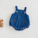【66-90】セットアップ デニムロンパース＆Tシャツ ベビー くま柄 - 画像 (6)