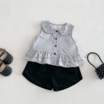 【73-100】シャツ or ショートパンツ ベビー 女の子 ドット ノースリーブ - 画像 (2)