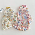 【73-120】セットアップ ベビー 女の子 フード付き 薄手 - 画像 (6)