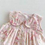 【66-90】ロンパース ベビー 小花柄 丸襟 ノースリーブ - 画像 (8)