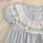 【66-90】ロンパース ベビー 女の子 二重レースパフスリーブ - 画像 (11)