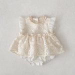 【73-100】ロンパースワンピース ベビー 女の子 フリル袖 - 画像 (8)