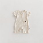 【66-90】カバーオール ベビー 半袖 無地 ナチュラル - 画像 (4)