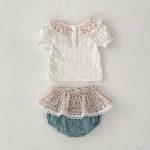 【73-110】セットアップ ベビー 花柄 レース リボン付き - 画像 (9)