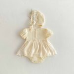 【66-90】ロンパース&帽子 ベビー 女の子 クリーム ワンピース風 - 画像 (7)