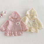 【73-100】UVパーカー ベビー 女の子 蝶結び 刺繍