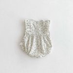 【66-90】ロンパース ベビー 花柄 ダブル蝶結び - 画像 (4)