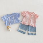 【73-120】シャツ or パンツ ベビー 女の子 小花柄 レース フリル - 画像 (4)