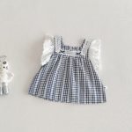 【73-100】セットアップ ベビー 女の子 チェック フリルスリーブ - 画像 (5)