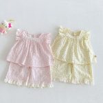 【73-110】セットアップ フラワー柄 フリル 女の子 - 画像 (2)