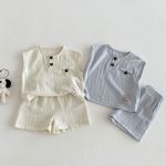 【73-110】セットアップ ペット柄 ノースリーブ 着心地良い 子供服 - 画像 (8)