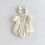【66-90】ロンパース 可愛い レース ドット 赤ちゃん服 - 画像 (4)