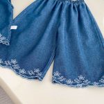 【73-120】セットアップ ベビー 女の子 デニムトップス&パンツ ノースリーブ - 画像 (15)